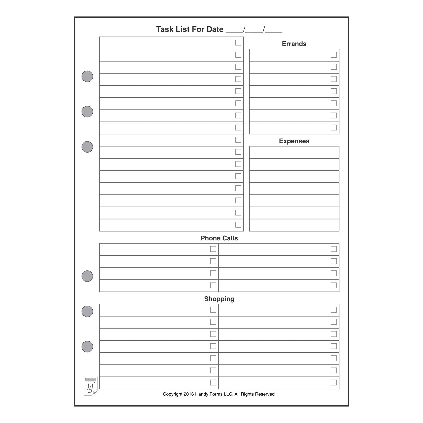 A5 Daily Task List