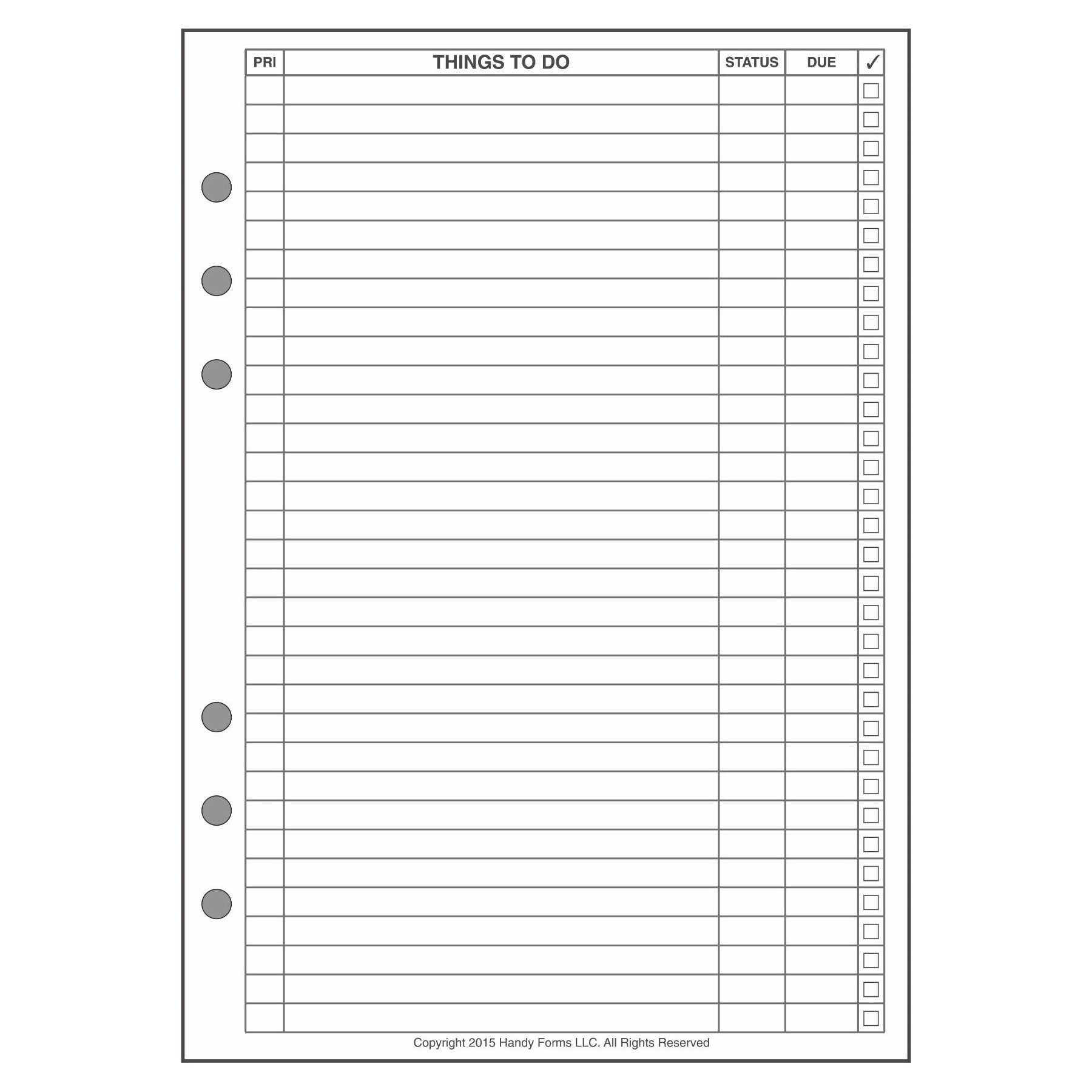 A5 To-Do Checklist with Priority and Due Date