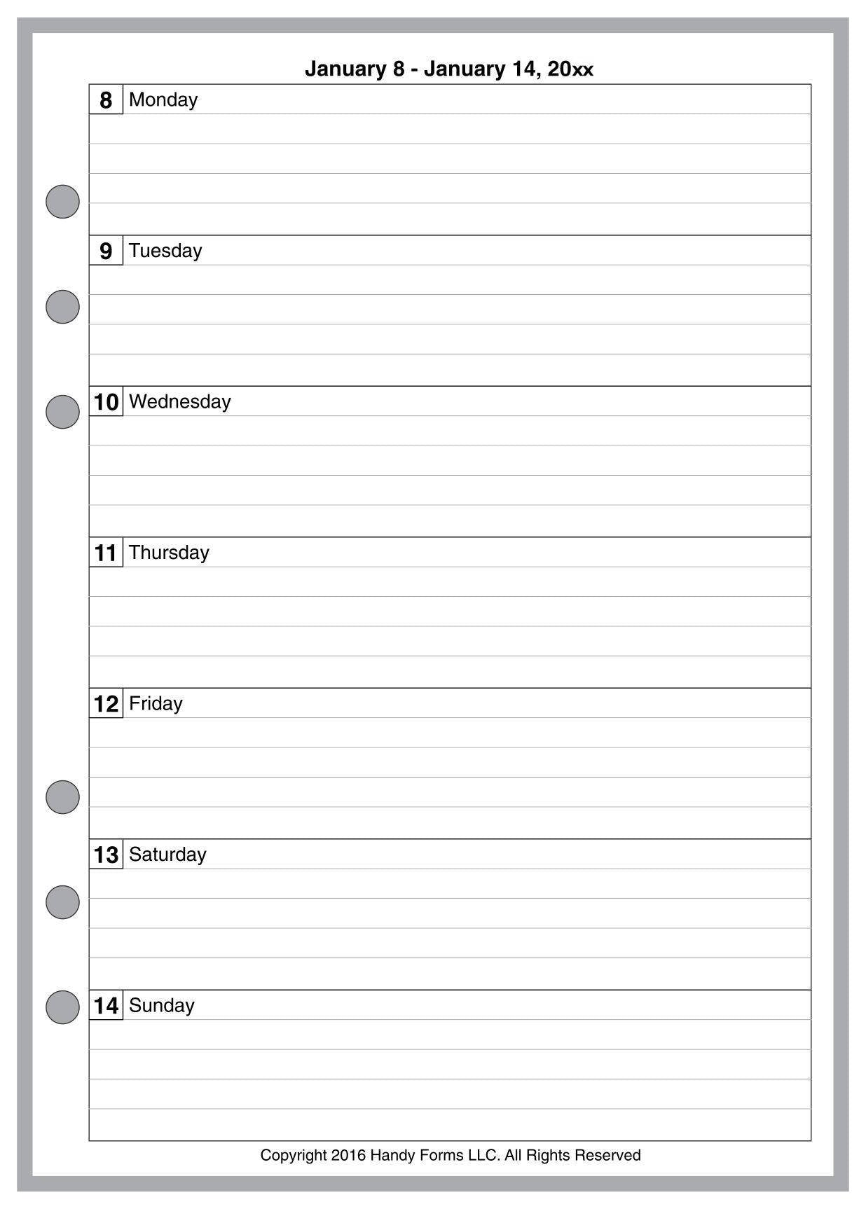 A5 Weekly and Monthly Planner, 1 Page Per Week, 2 Pages Per Month, With Lines, Style A