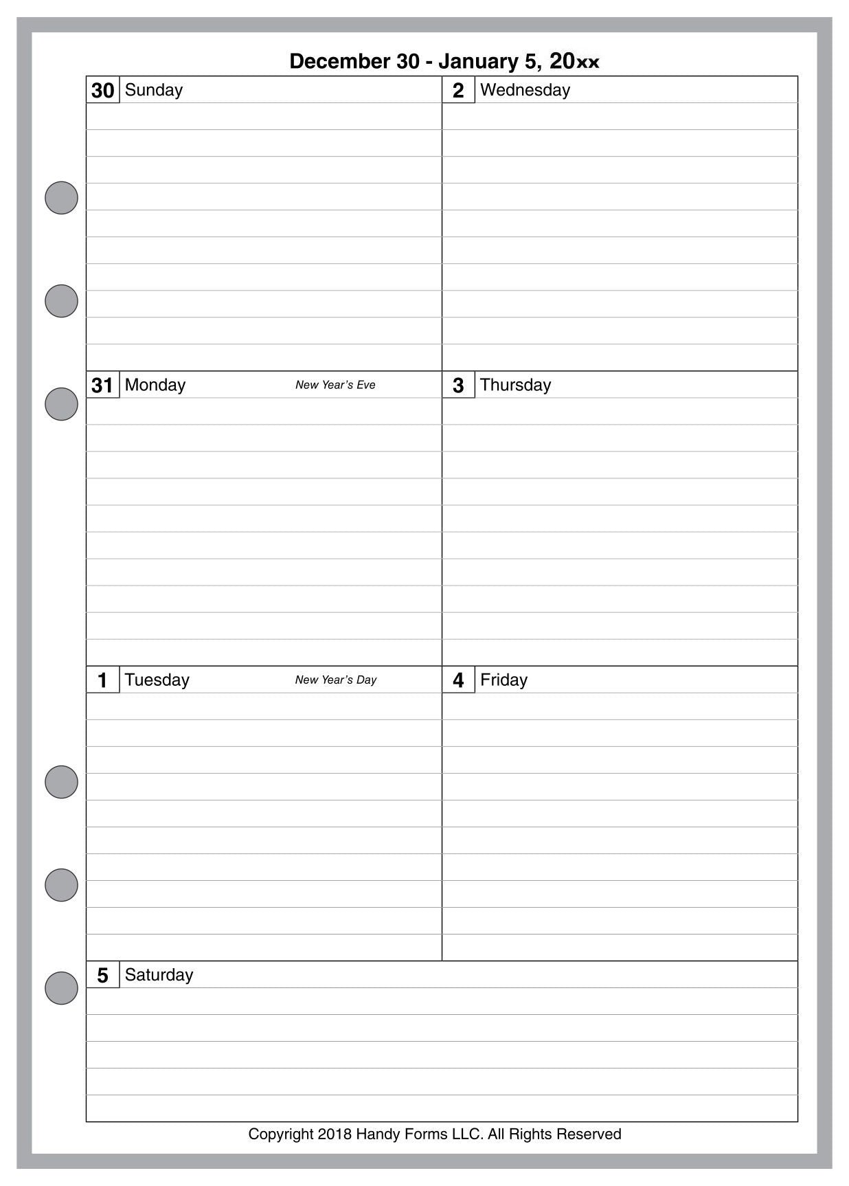 A5 Weekly and Monthly Planner, 1 Page Per Week, 2 Pages Per Month, With Lines, Style C