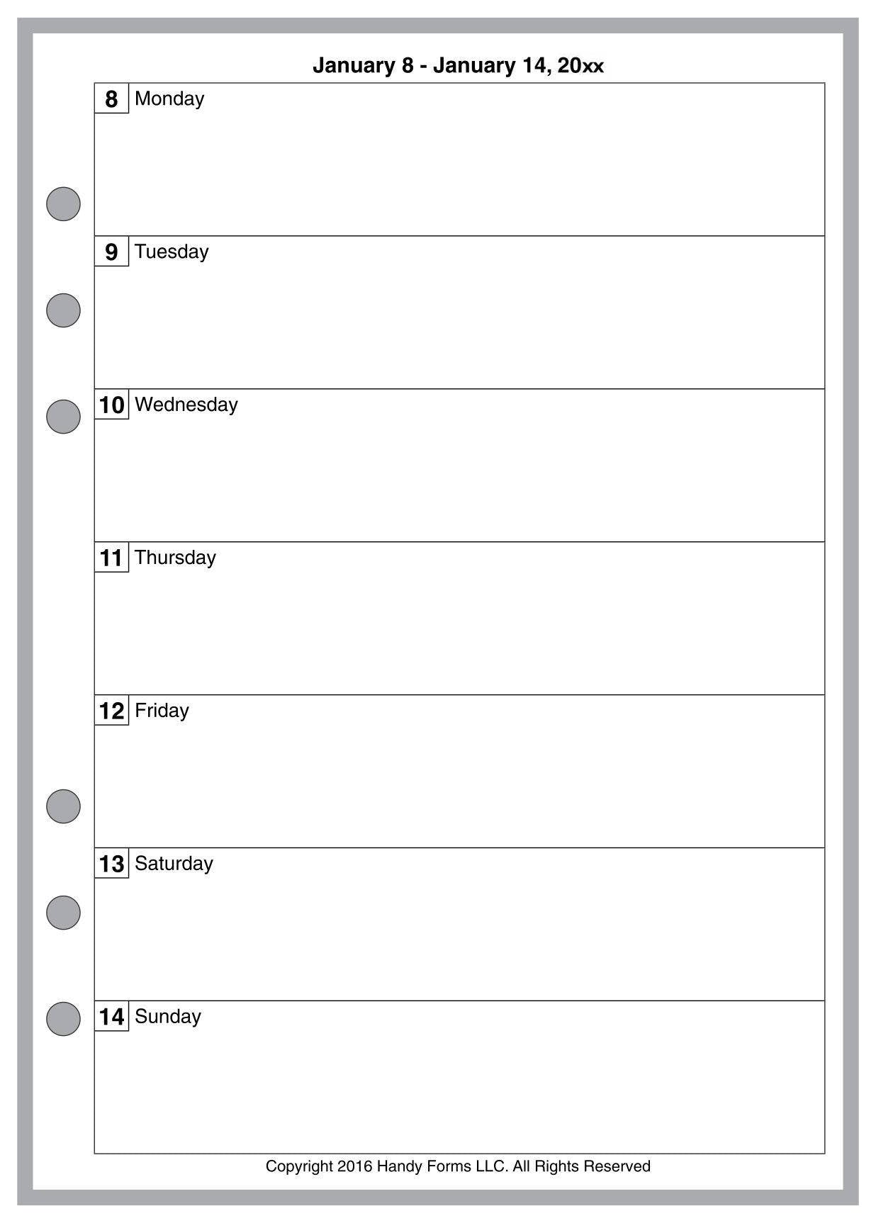 A5 Weekly and Monthly Planner, 1 Page Per Week, 2 Pages Per Month, No Lines, Style A
