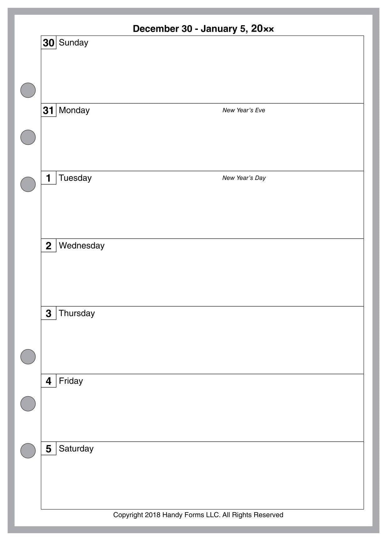 A5 Weekly and Monthly Planner, 1 Page Per Week, 2 Pages Per Month, No Lines, Style A
