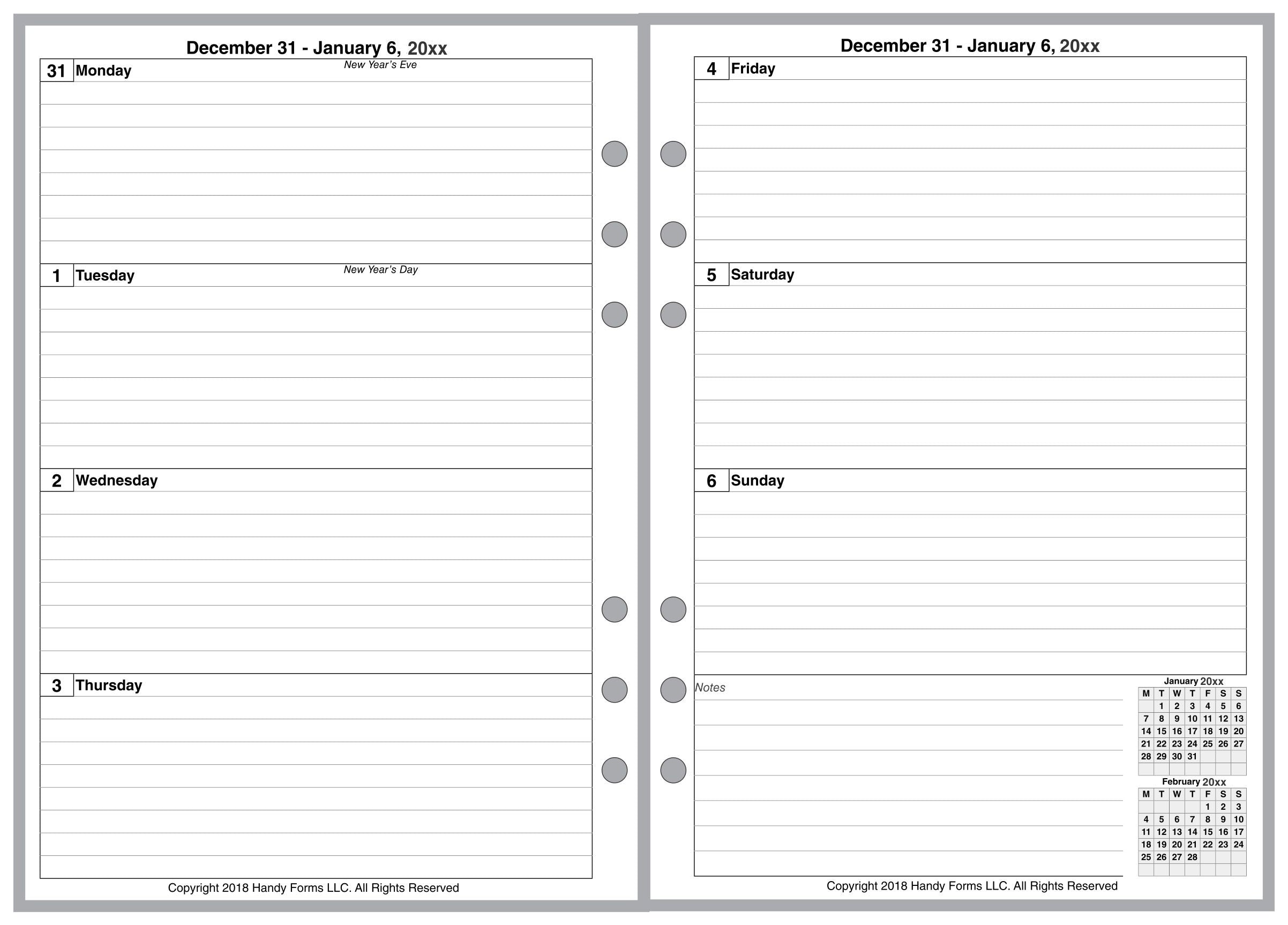 A5 Weekly and Monthly Planner, 2 Pages Per Week, 2 Pages Per Month, Style A