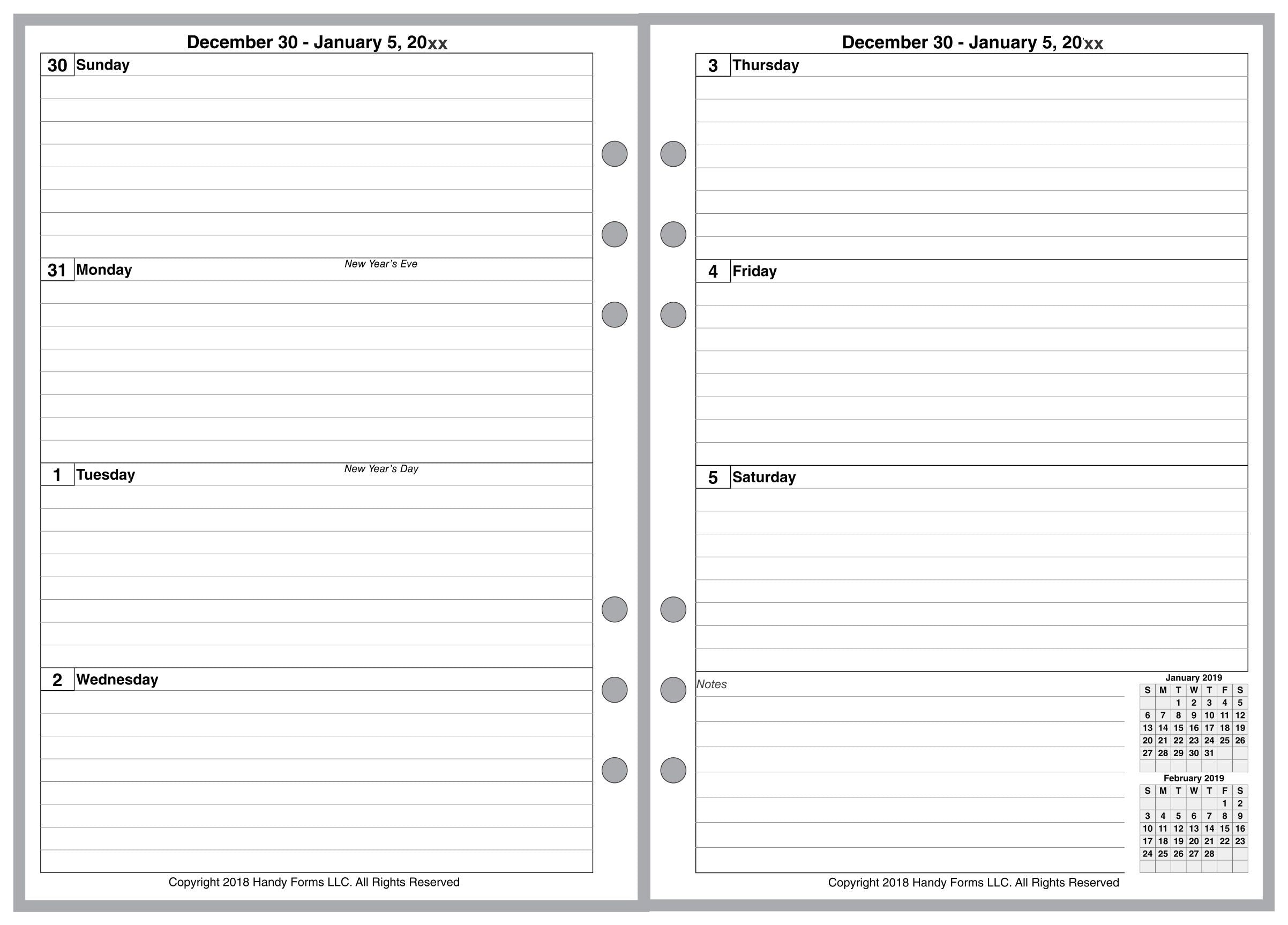 A5 Weekly and Monthly Planner, 2 Pages Per Week, 2 Pages Per Month, Style A