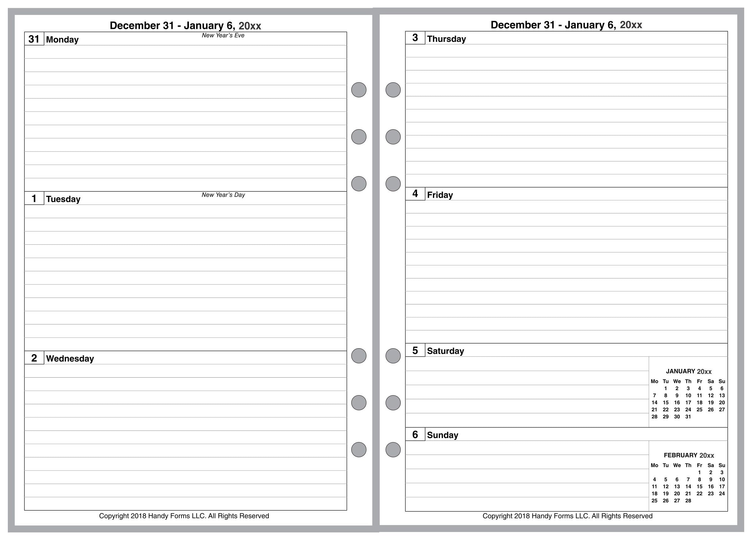 A5 Weekly and Monthly Planner, 2 Pages Per Week, 2 Pages Per Month, Style B