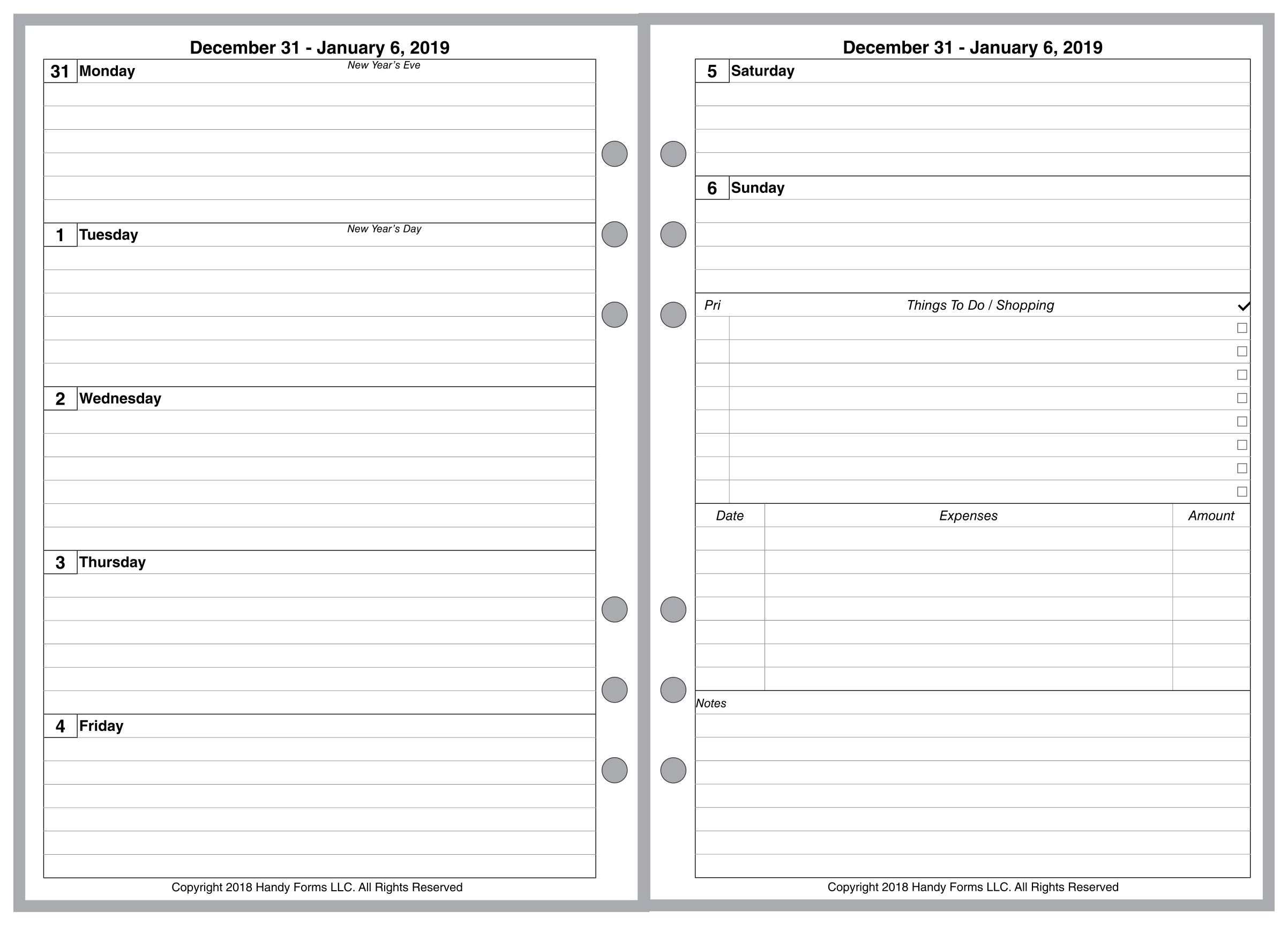 A5 Weekly and Monthly Planner, 2 Pages Per Week, 2 Pages Per Month, Style C