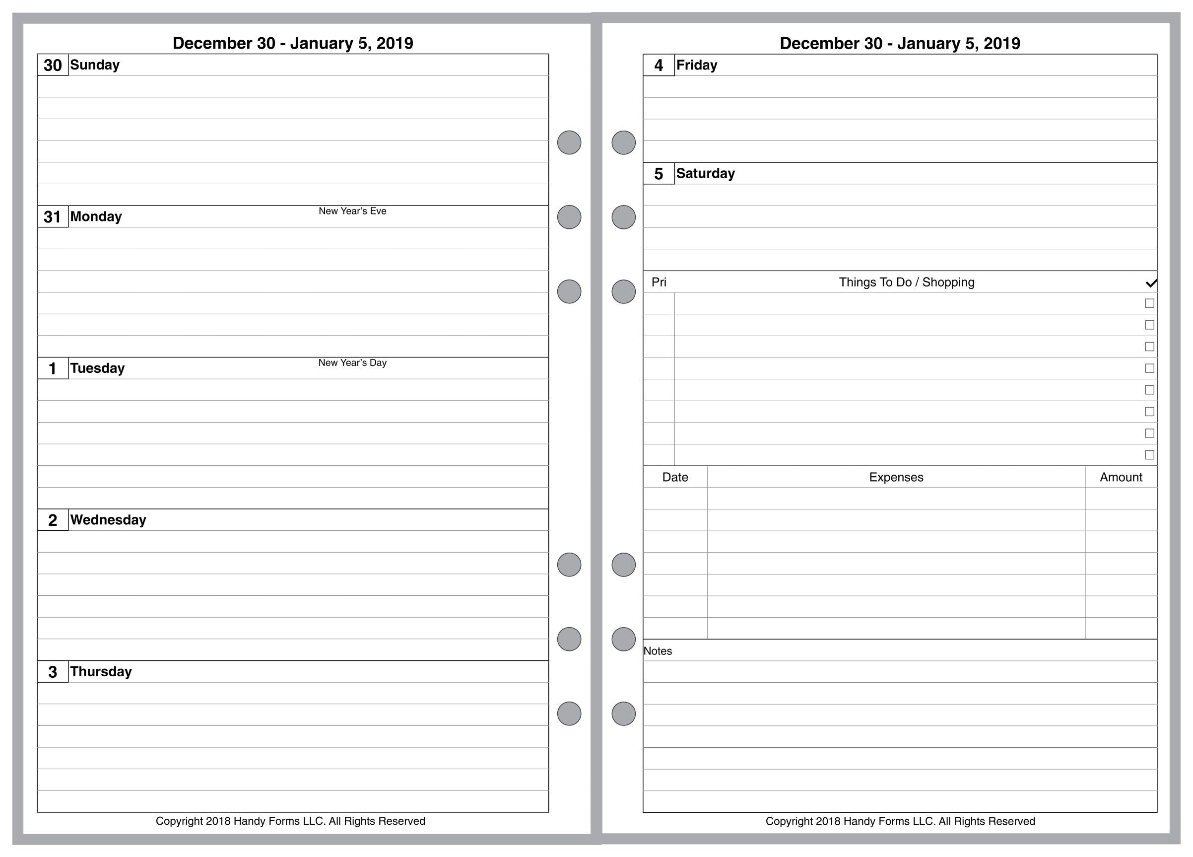 A5 Weekly and Monthly Planner, 2 Pages Per Week, 2 Pages Per Month, Style C