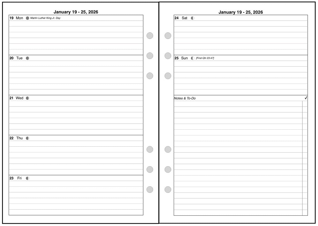 A5 Weekly and Monthly Planner, 2 Pages Per Week, 2 Pages Per Month, Style D