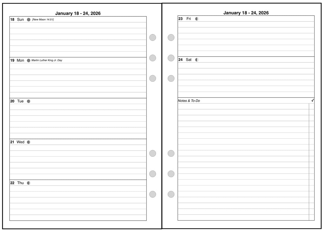A5 Weekly and Monthly Planner, 2 Pages Per Week, 2 Pages Per Month, Style D