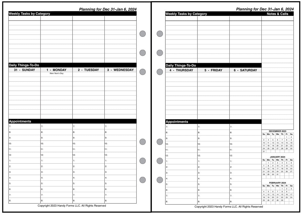 A5 Weekly and Monthly Planner, 2 Pages Per Week, 2 Pages Per Month, Style VT