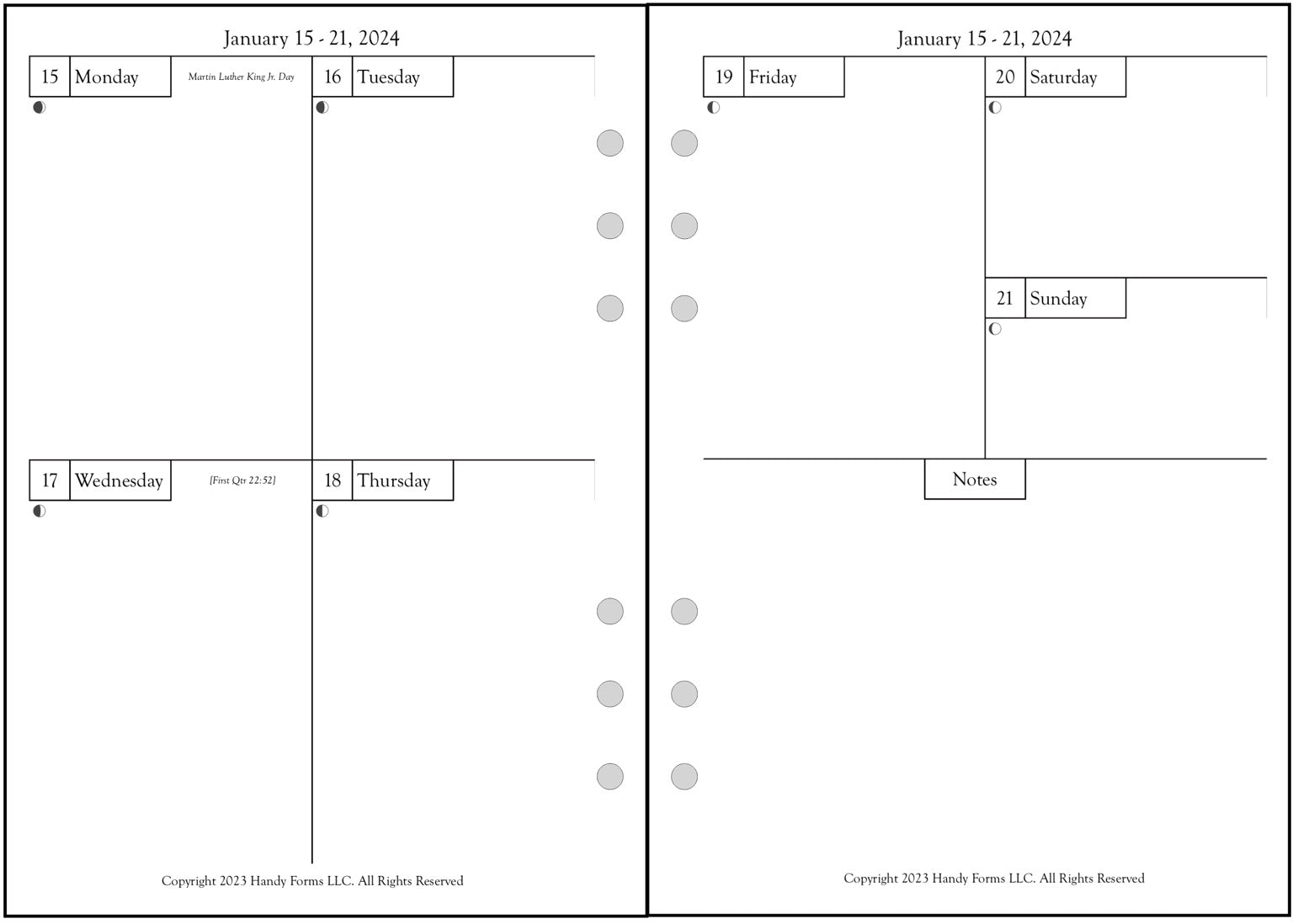 A5 Weekly and Monthly Planner, 2 Pages Per Week, 2 Pages Per Month, Style H