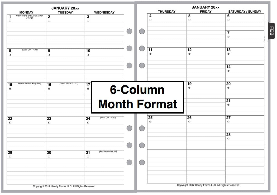 A5 Weekly and Monthly Planner, 2 Pages Per Week, 2 Pages Per Month, Style B