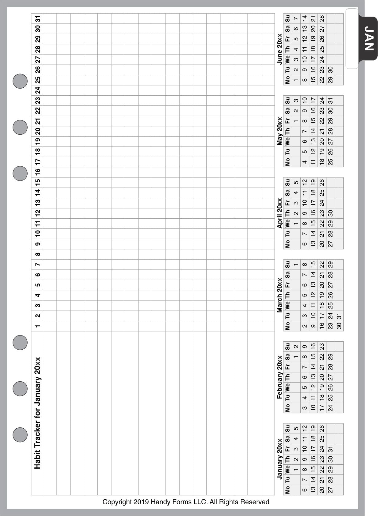 A5 Monthly Planner and Habit Tracker, With Lines