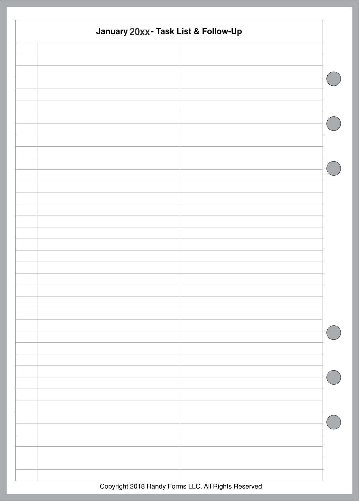 A5 Monthly Planner, 4 Pages Per Month, No Lines