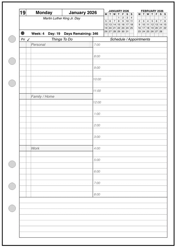 A5 Daily and Monthly Planner, 1 Page Per Day, 2 Pages Per Month, With Lines, Style AS