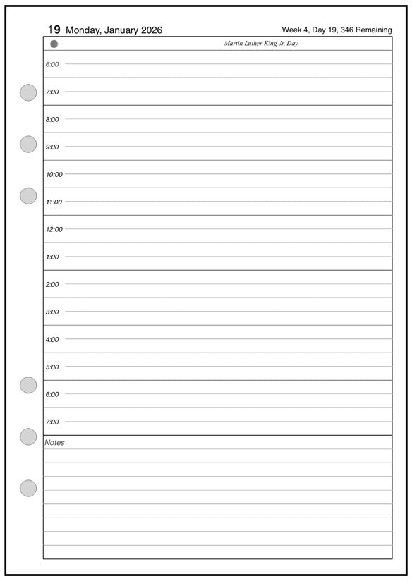 A5 Daily and Monthly Planner, 1 Page Per Day, 2 Pages Per Month, With Lines, Style B