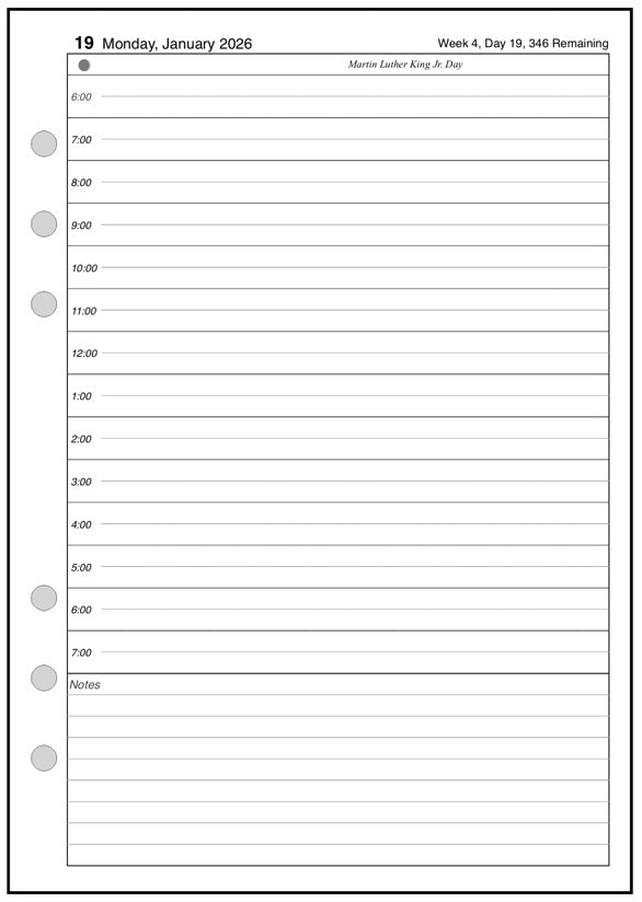 A5 Daily and Monthly Planner, 1 Page Per Day, 2 Pages Per Month, With Lines, Style B