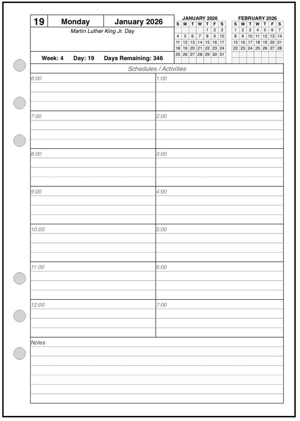 A5 Daily and Monthly Planner, 1 Page Per Day, 2 Pages Per Month, With Lines, Style C