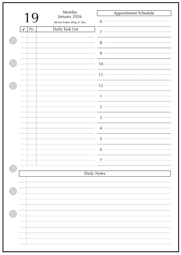 A5 Daily and Monthly Planner, 1 Page Per Day, 2 Pages Per Month, With Lines, Style D1