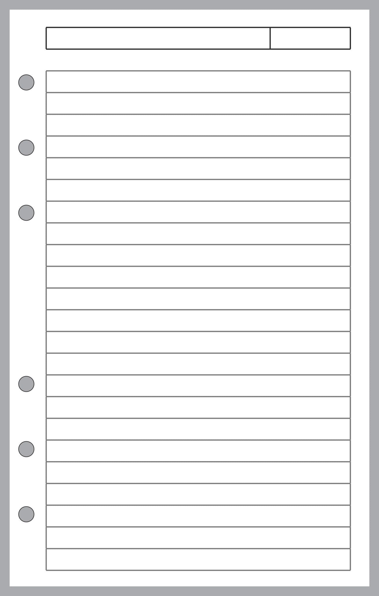 Compact Note Paper with Subject Line