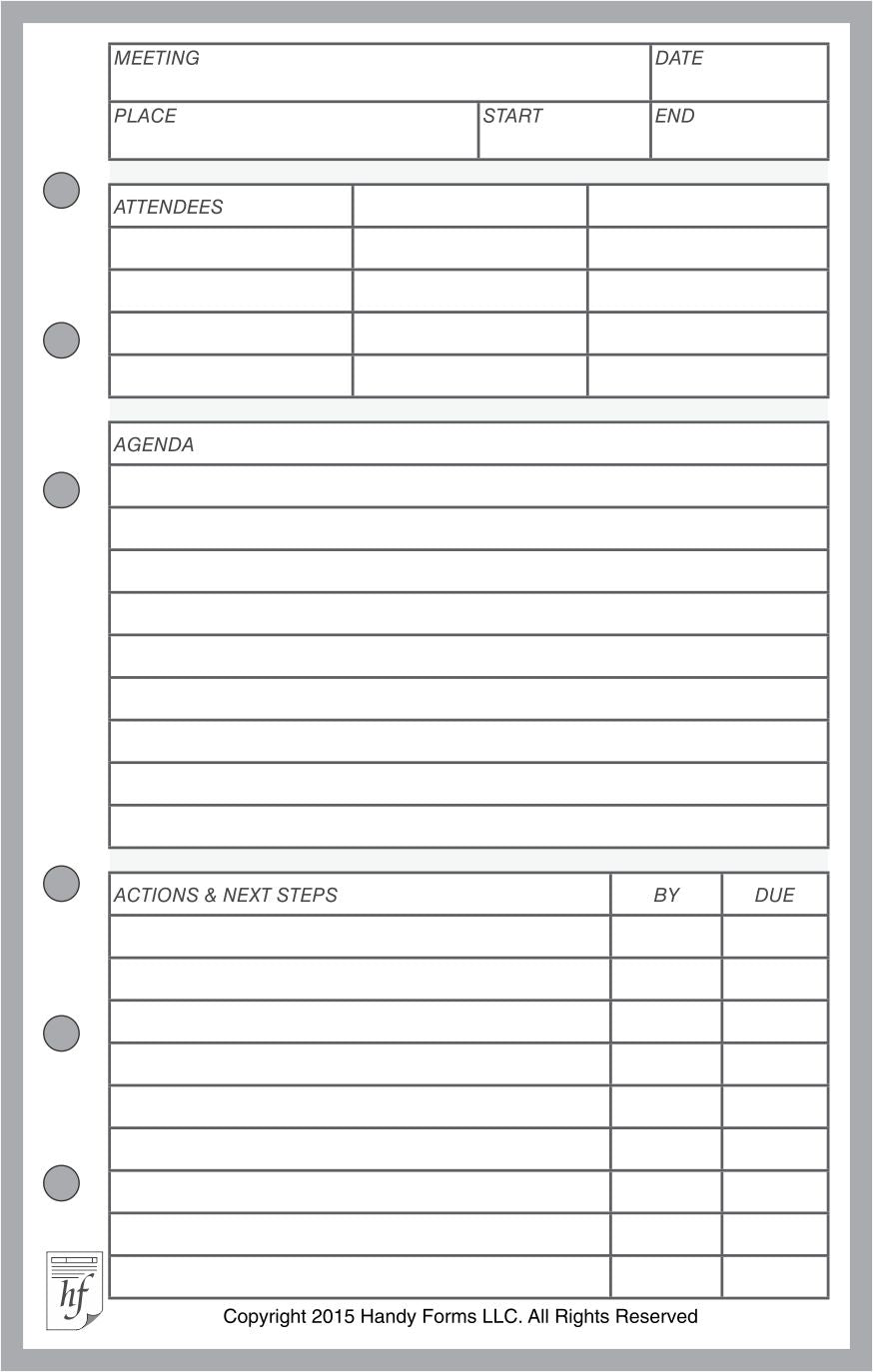 Compact Meeting Planner and Organizer