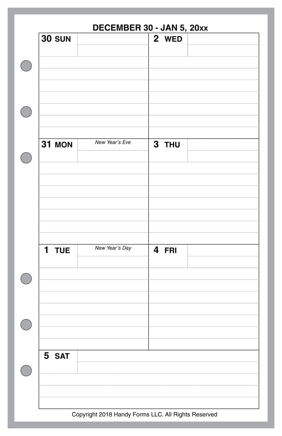 Compact Weekly and Monthly Planner, 1 Page Per Week, 2 Pages Per Month, With Lines, Style C
