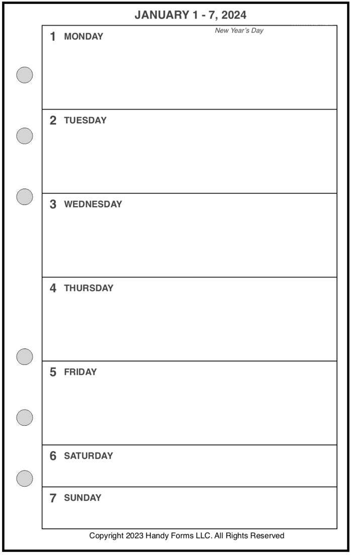 Compact Weekly and Monthly Planner, 1 Page Per Week, 2 Pages Per Month, Style H
