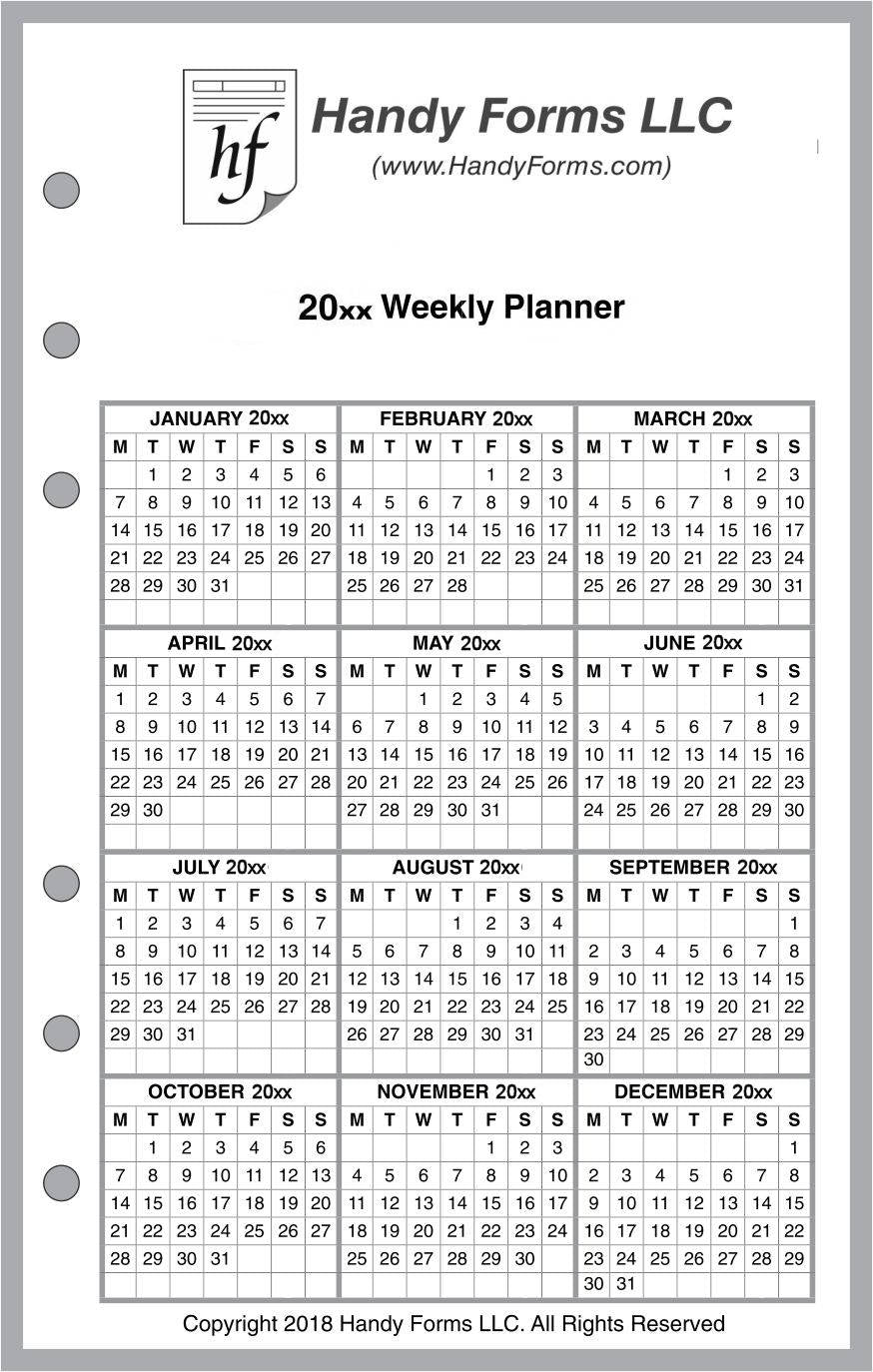 Compact Weekly and Monthly Planner, 2 Pages Per Week, 2 Pages Per Month, Style H