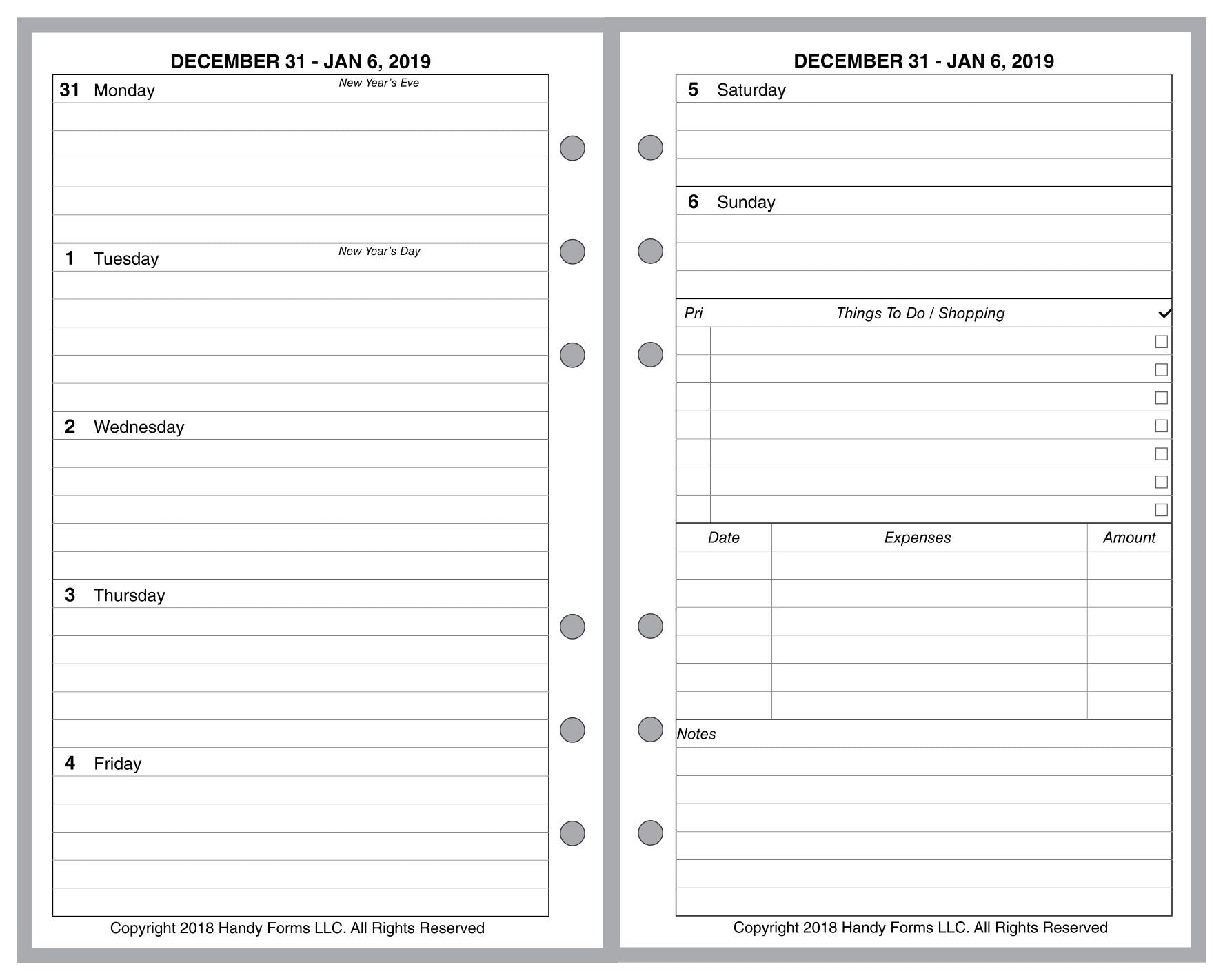 Compact Weekly and Monthly Planner, 2 Pages Per Week, 2 Pages Per Month, Style C