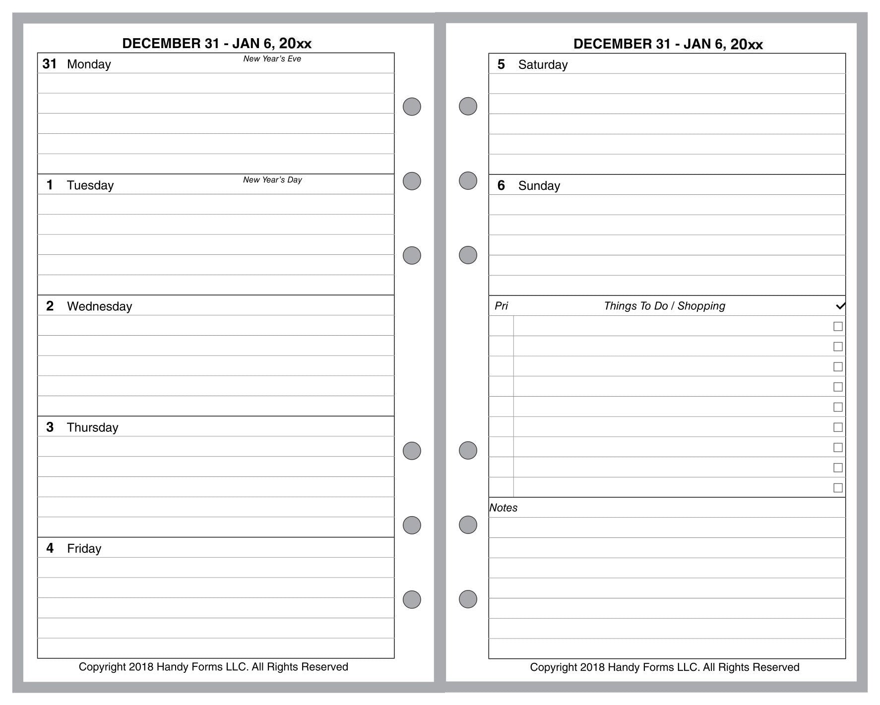 Compact Weekly and Monthly Planner, 2 Pages Per Week, 2 Pages Per Month, Style D
