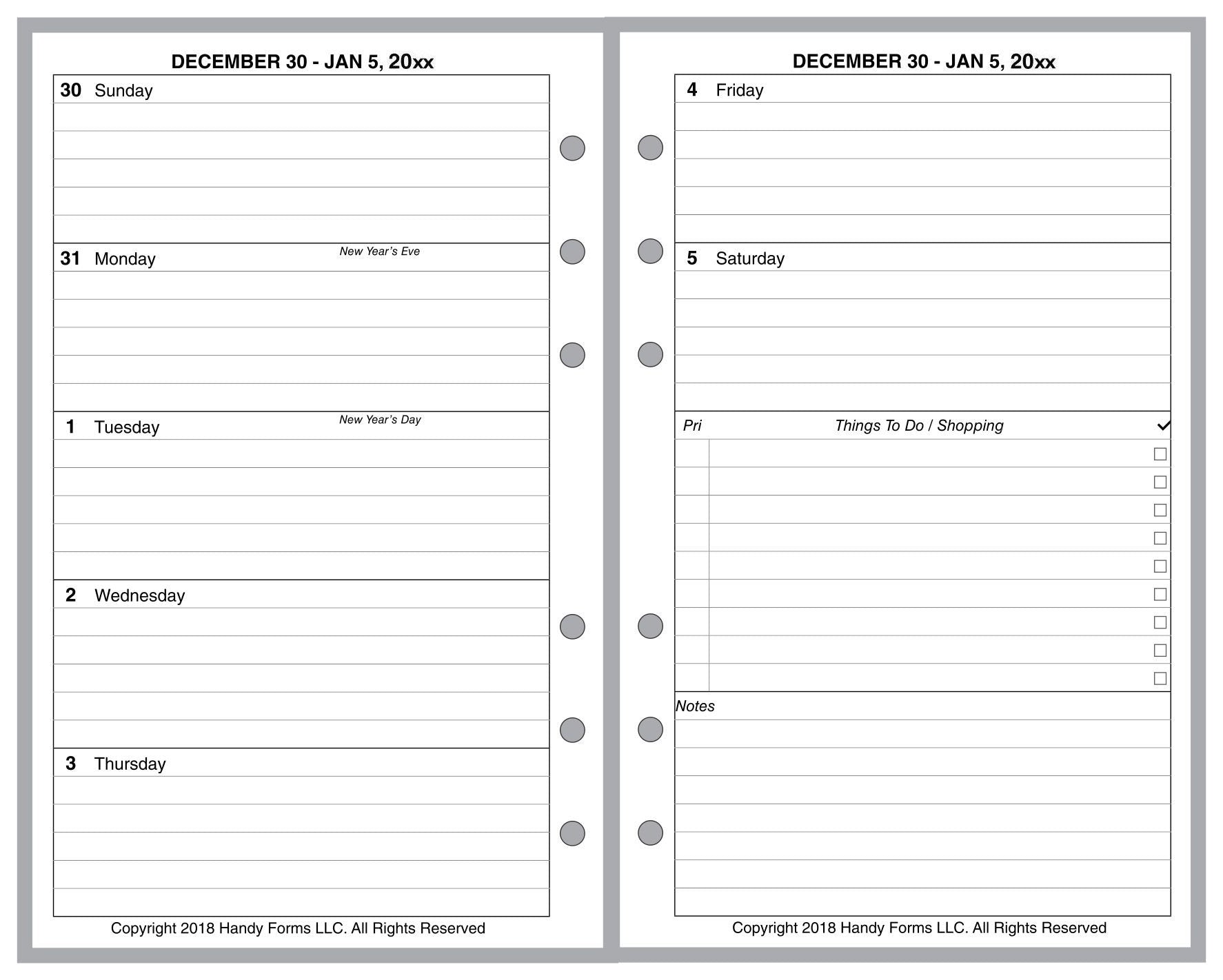 Compact Weekly and Monthly Planner, 2 Pages Per Week, 2 Pages Per Month, Style D