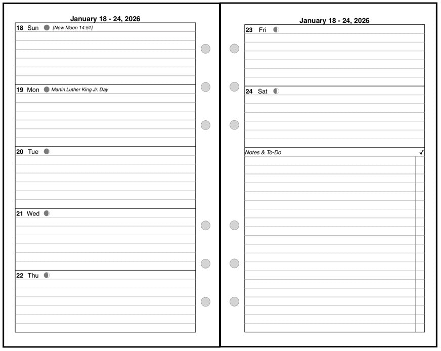 Compact Weekly and Monthly Planner, 2 Pages Per Week, 2 Pages Per Month, Style D