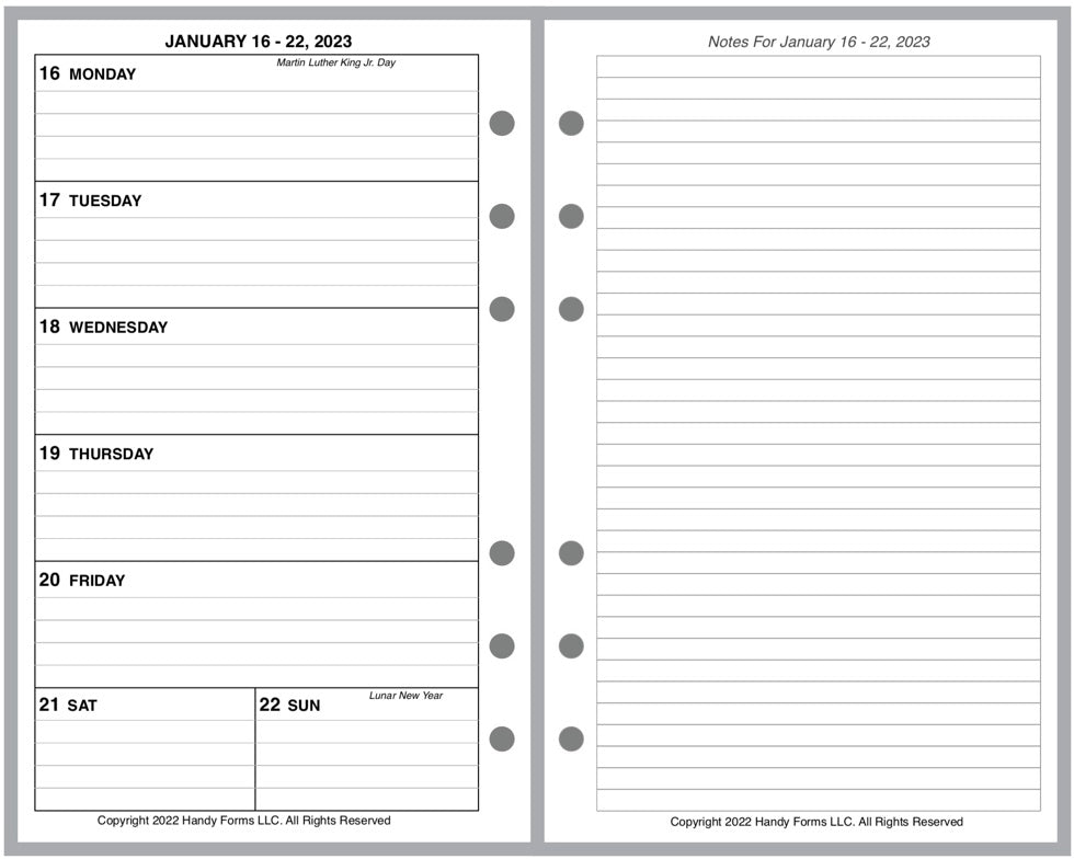 Compact Weekly and Monthly Planner, 2 Pages Per Week, 2 Pages Per Month, Style G1