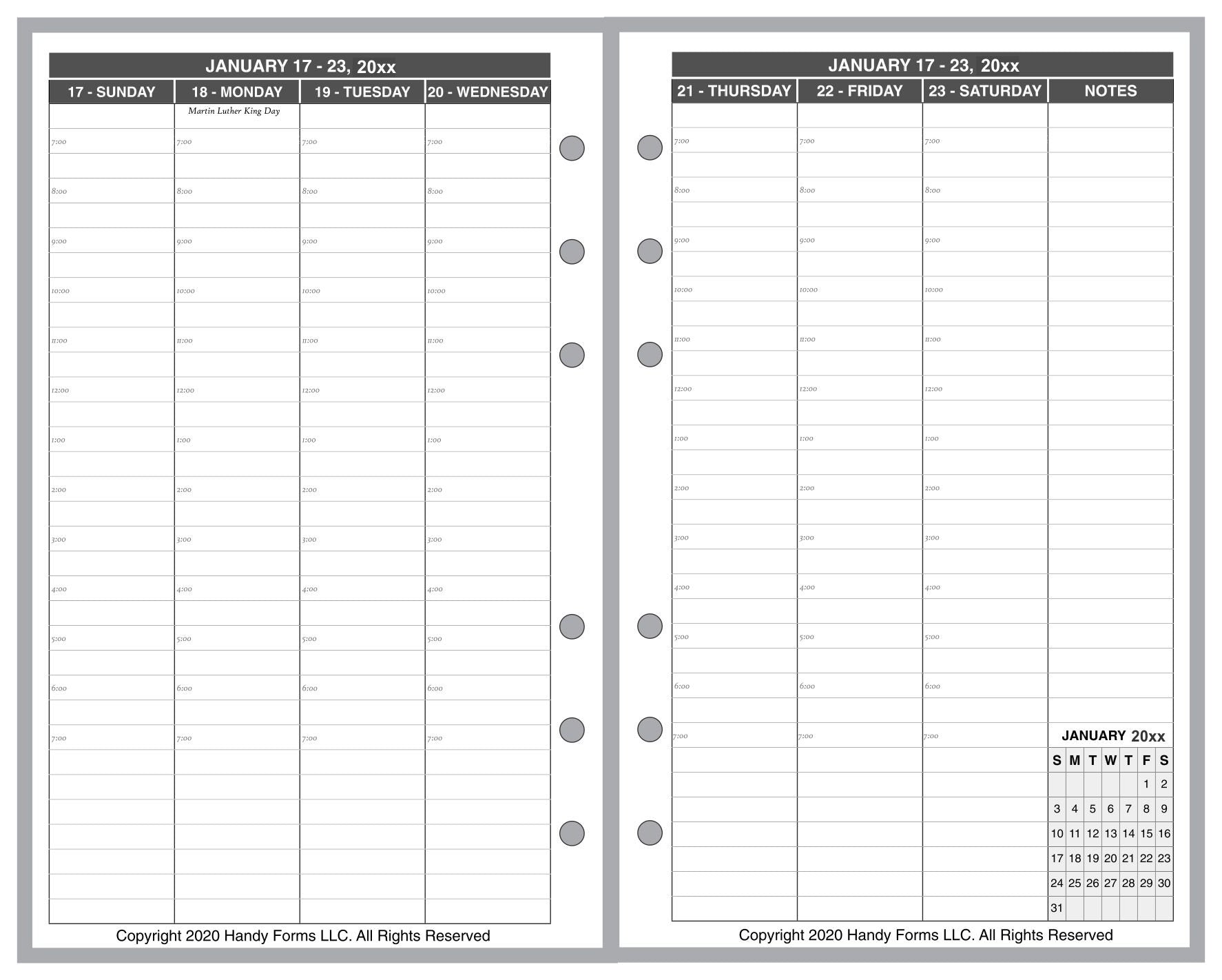 Compact Weekly and Monthly Planner, 2 Pages Per Week, 2 Pages Per Month, Style V8