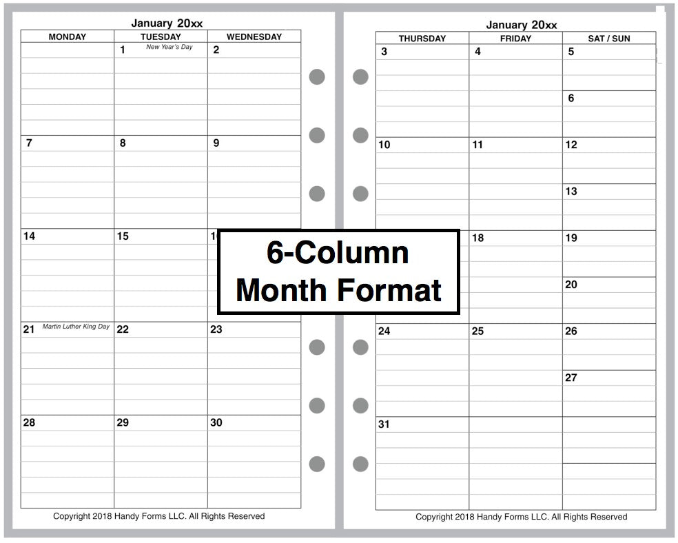 Compact Weekly and Monthly Planner, 2 Pages Per Week, 2 Pages Per Month, Style V