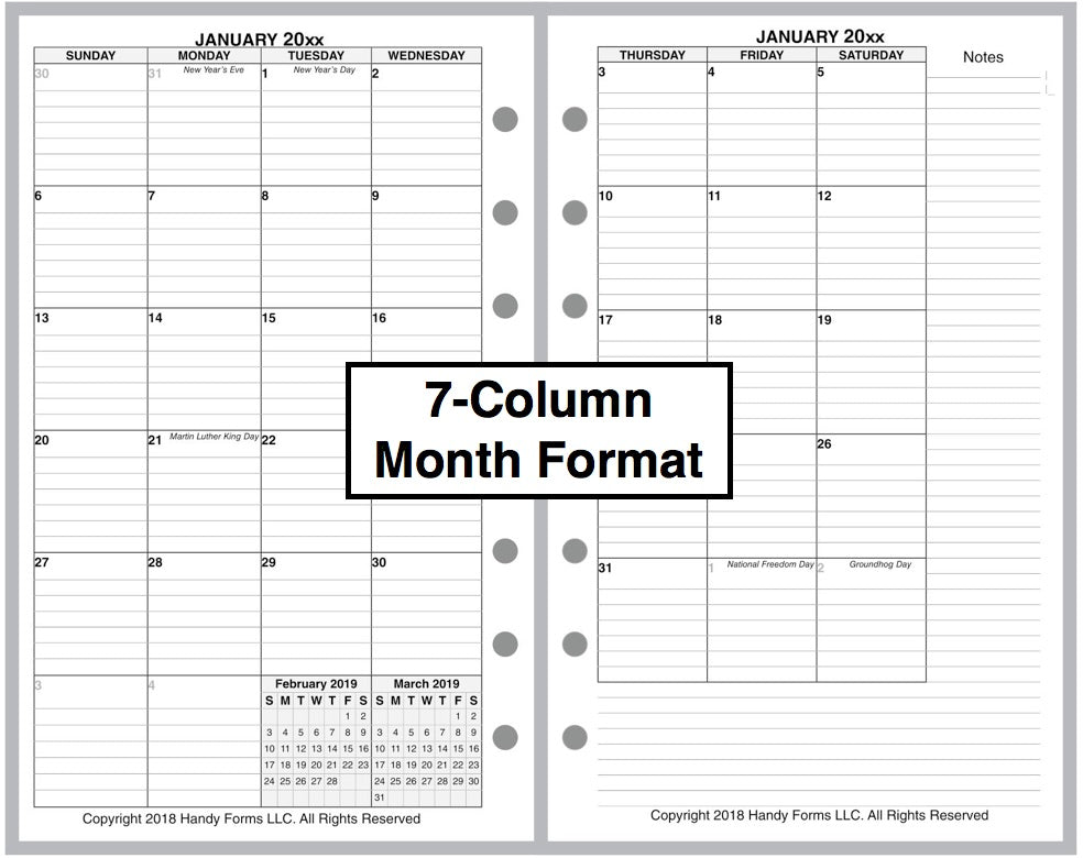 Compact Monthly Planner, 4 Pages Per Month, With Lines