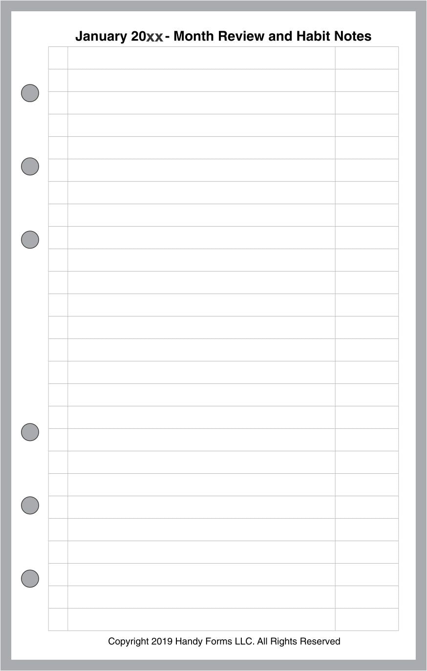 A5 Monthly Planner and Habit Tracker, With Lines