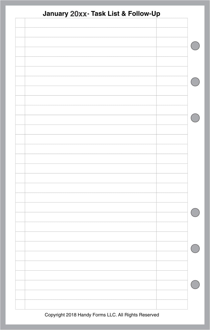 A5 Monthly Planner, 4 Pages Per Month, No Lines