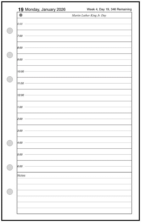Compact Daily and Monthly Planner, 1 Page Per Day, 2 Pages Per Month, With Lines, Style B