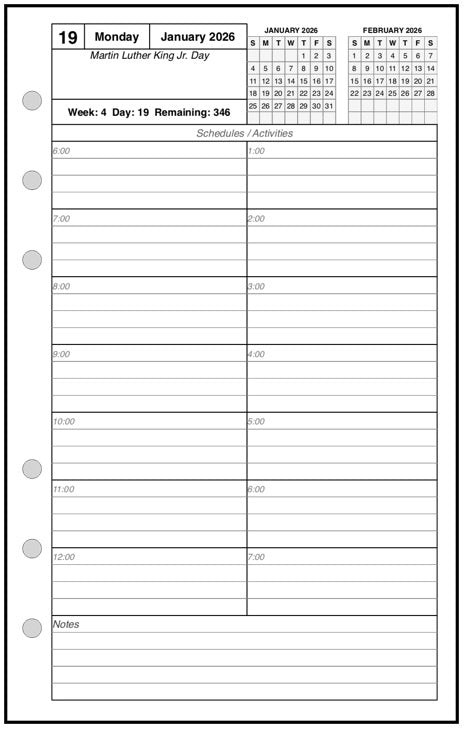 Compact Daily and Monthly Planner, 1 Page Per Day, 2 Pages Per Month, With Lines, Style C