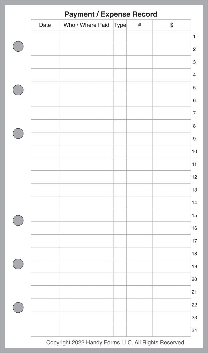 FCP Payment / Expense Record and Check Register