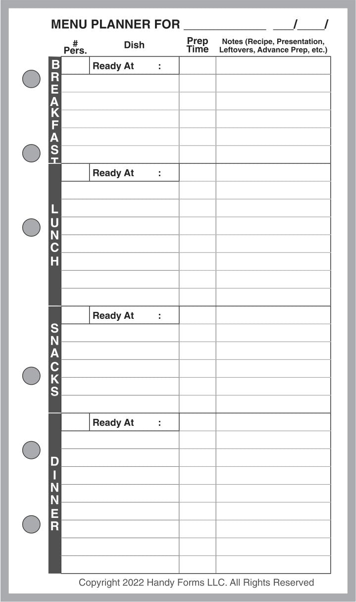 FCP Daily and Weekly Menu Planner
