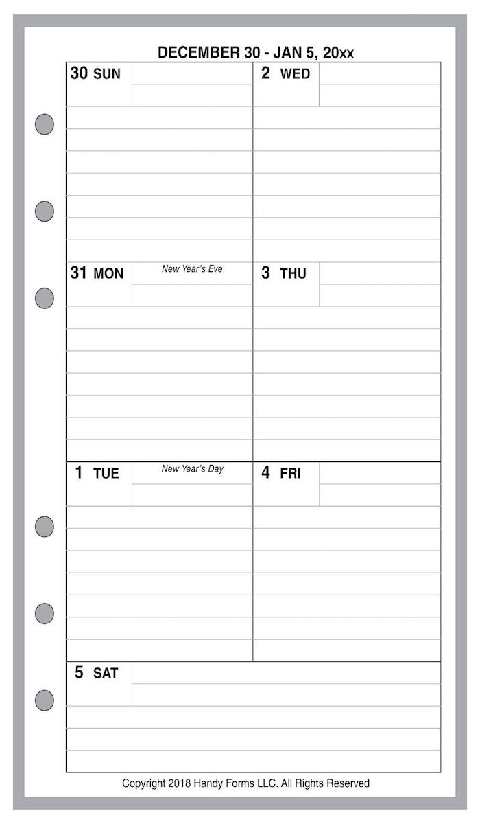 Pocket Weekly and Monthly Planner, 1 Page Per Week, 2 Pages Per Month, With Lines, Style C