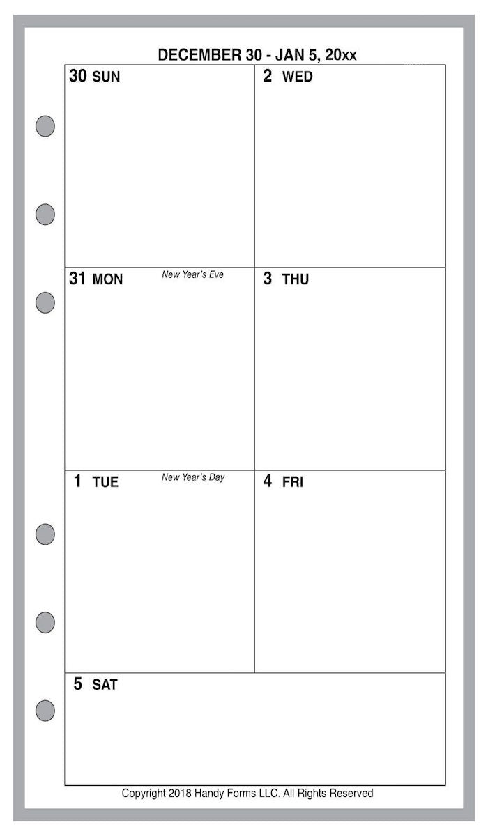 Pocket Weekly and Monthly Planner, 1 Page Per Week, 2 Pages Per Month, No Lines, Style C