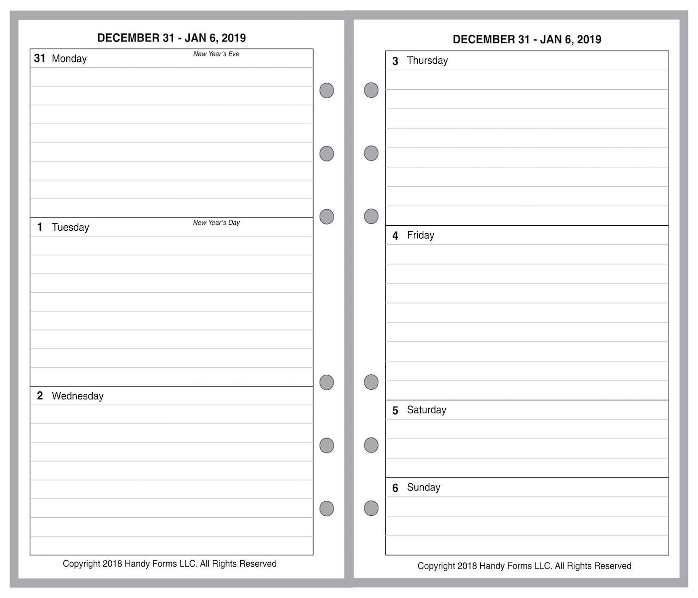 Pocket Weekly and Monthly Planner, 2 Pages Per Week, 2 Pages Per Month, Style B