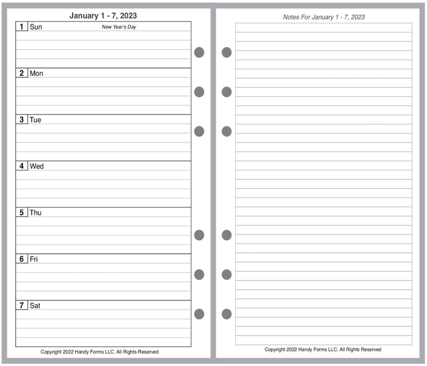 Pocket Weekly and Monthly Planner, 2 Pages Per Week, 2 Pages Per Month, Style G