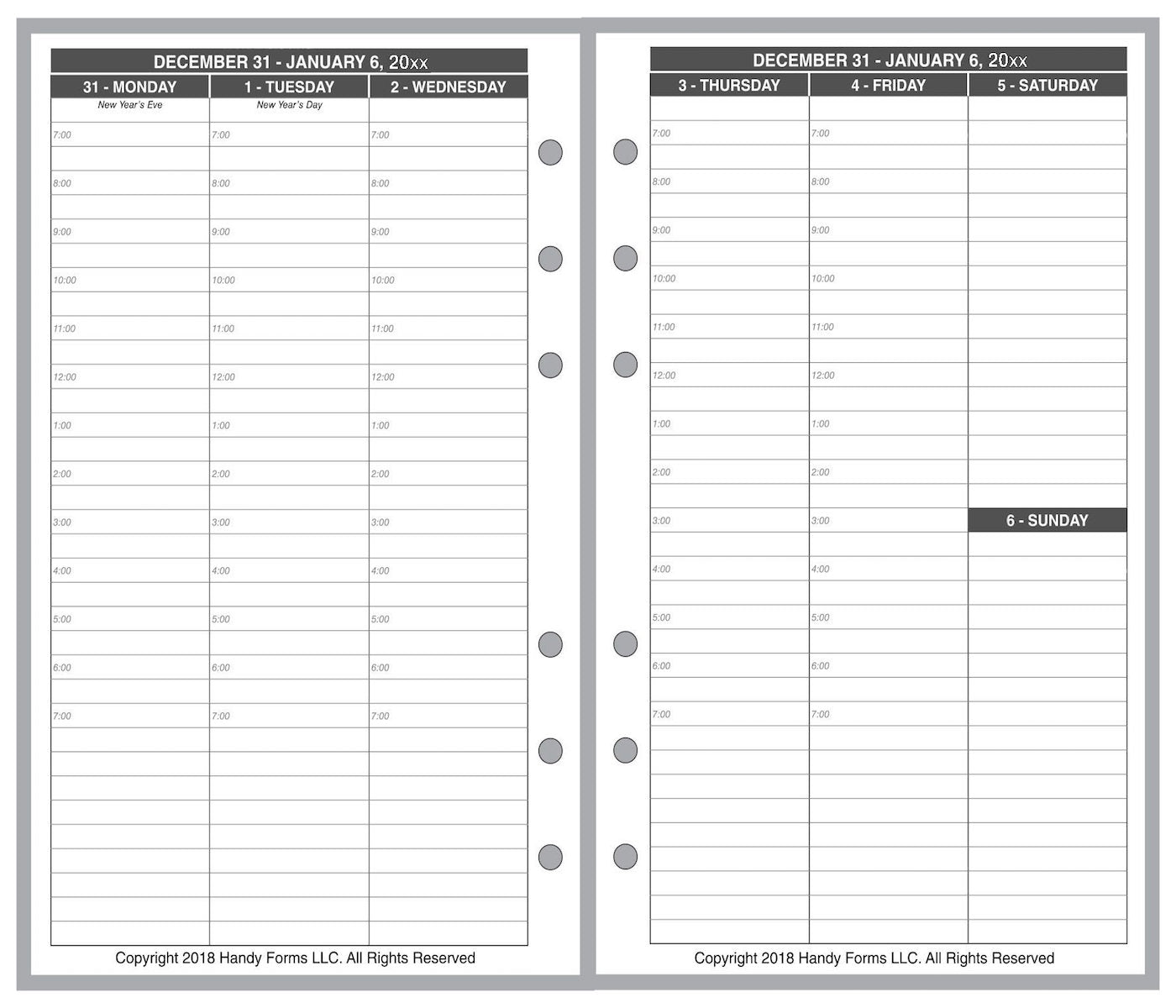 Pocket Weekly and Monthly Planner, 2 Pages Per Week, 2 Pages Per Month, Style B