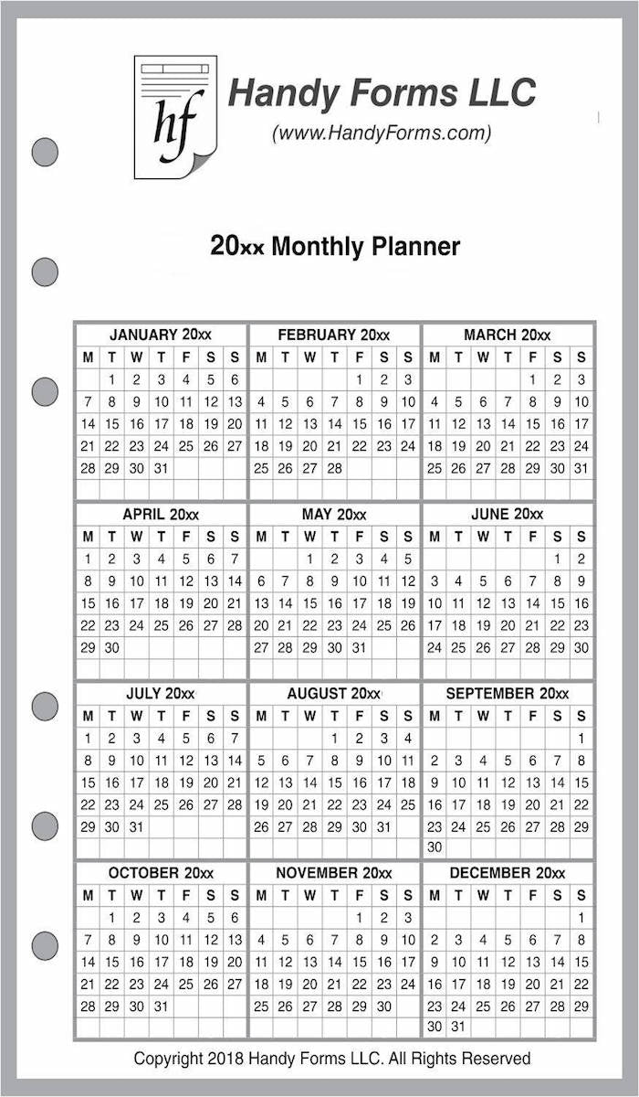 Pocket Monthly Planner, 2 Pages Per Month, With Lines