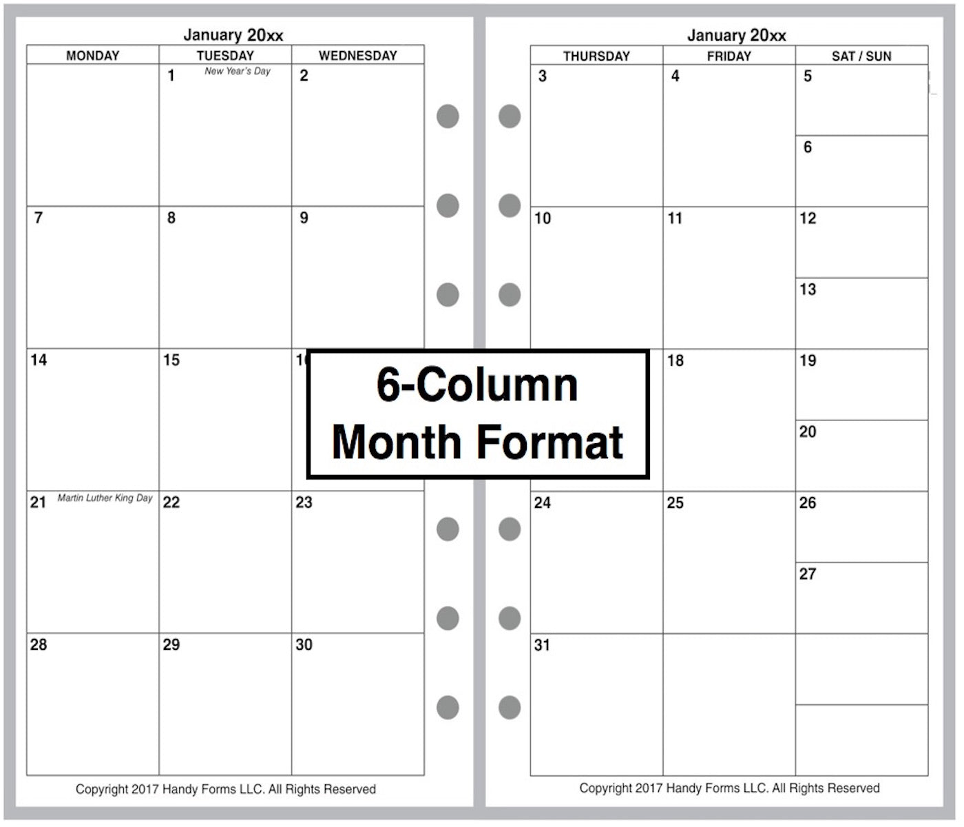 Pocket Weekly and Monthly Planner, 2 Pages Per Week, 2 Pages Per Month, Style H