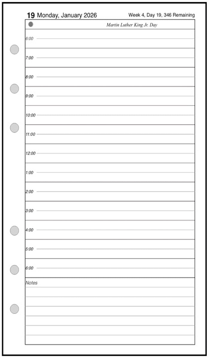 Pocket Daily and Monthly Planner, 1 Page Per Day, 2 Pages Per Month, With Lines, Style B